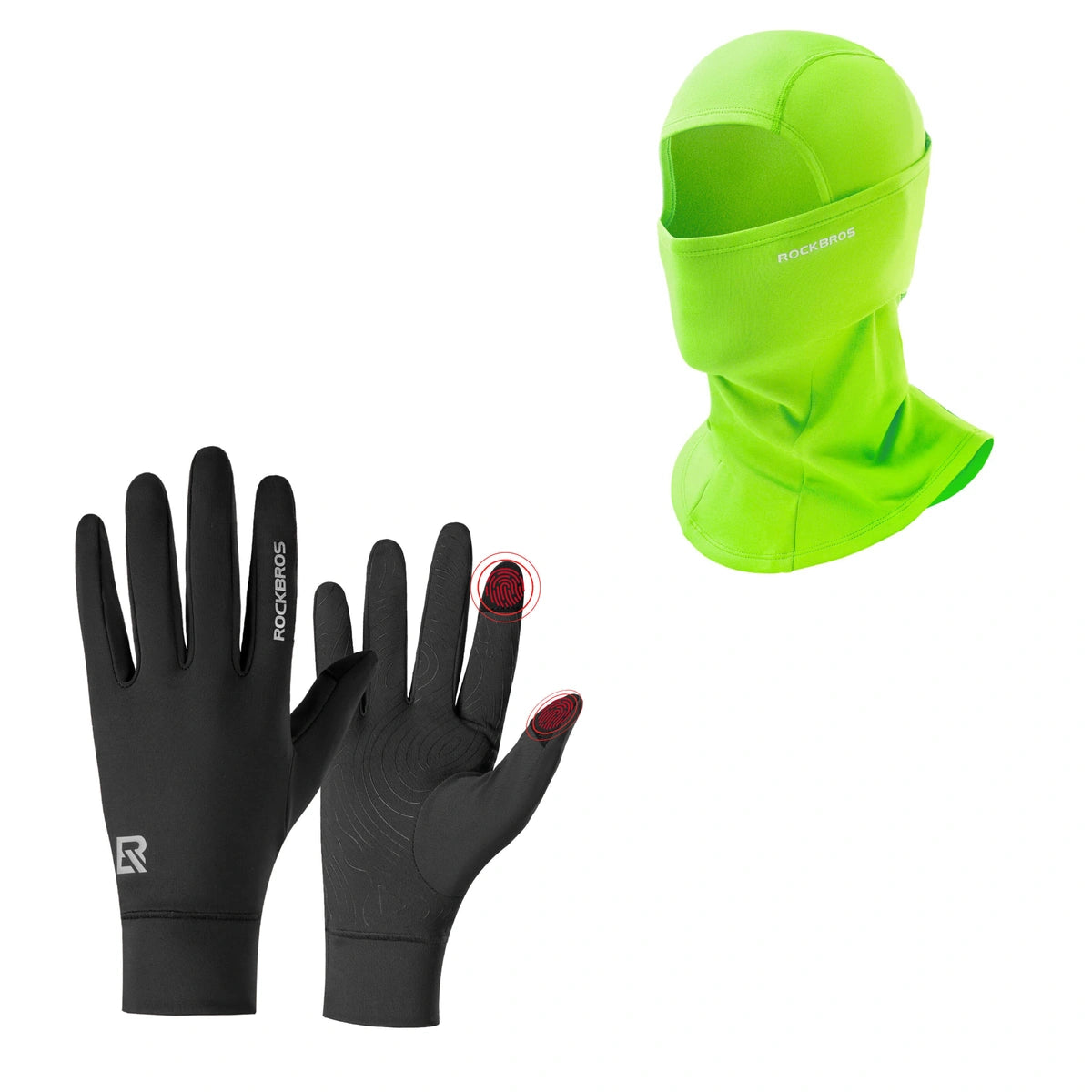 ROCKBROS Winter Set: Sturmhaube & Fahrradhandschuhe Touchscreen
