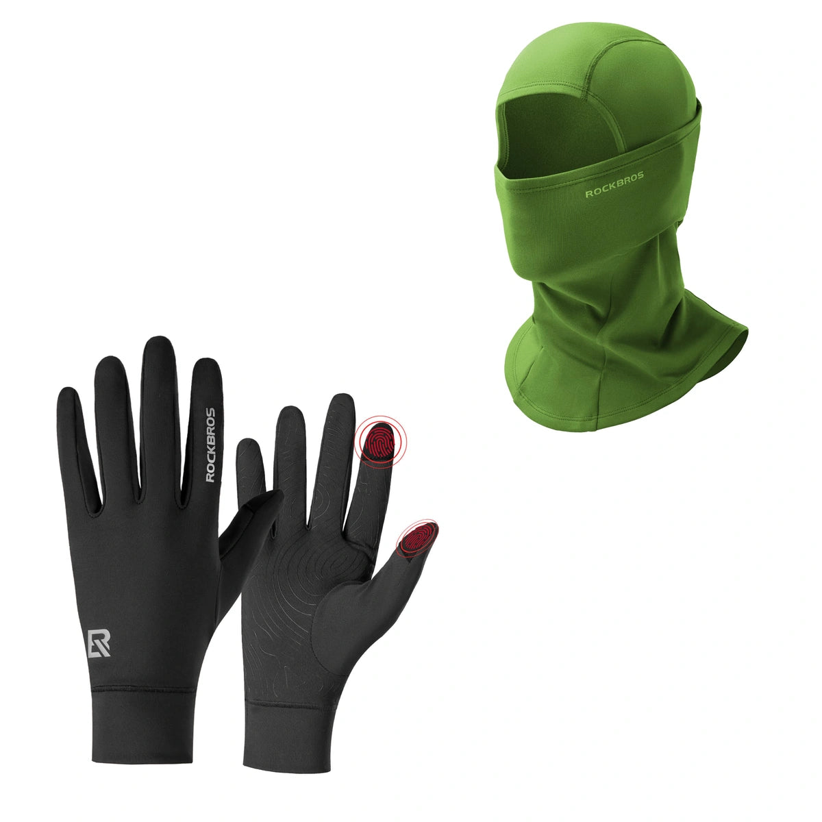 ROCKBROS Winter Set: Sturmhaube & Fahrradhandschuhe Touchscreen