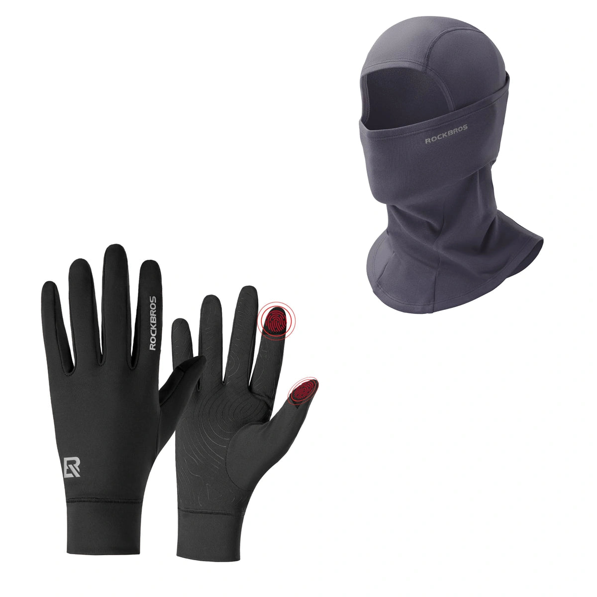 ROCKBROS Winter Set: Sturmhaube & Fahrradhandschuhe Touchscreen
