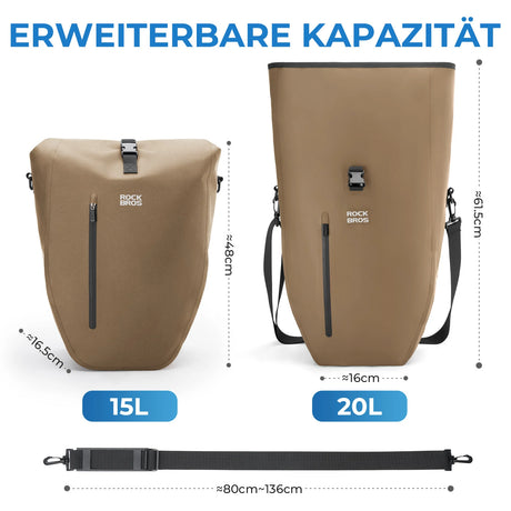 ROCKBROS 15‑20L Fahrrad‑Gepäckträgertasche Set – 3‑in‑1 Multitragekonzept