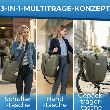 ROCKBROS 15‑20L Fahrrad‑Gepäckträgertasche Set – 3‑in‑1 Multitragekonzept