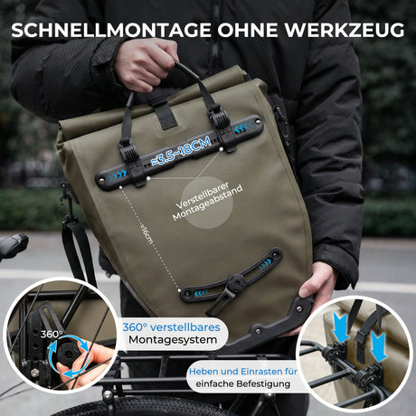 ROCKBROS 15‑20L Fahrrad‑Gepäckträgertasche Set – 3‑in‑1 Multitragekonzept