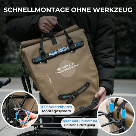ROCKBROS 15‑20L Fahrrad‑Gepäckträgertasche Set – 3‑in‑1 Multitragekonzept