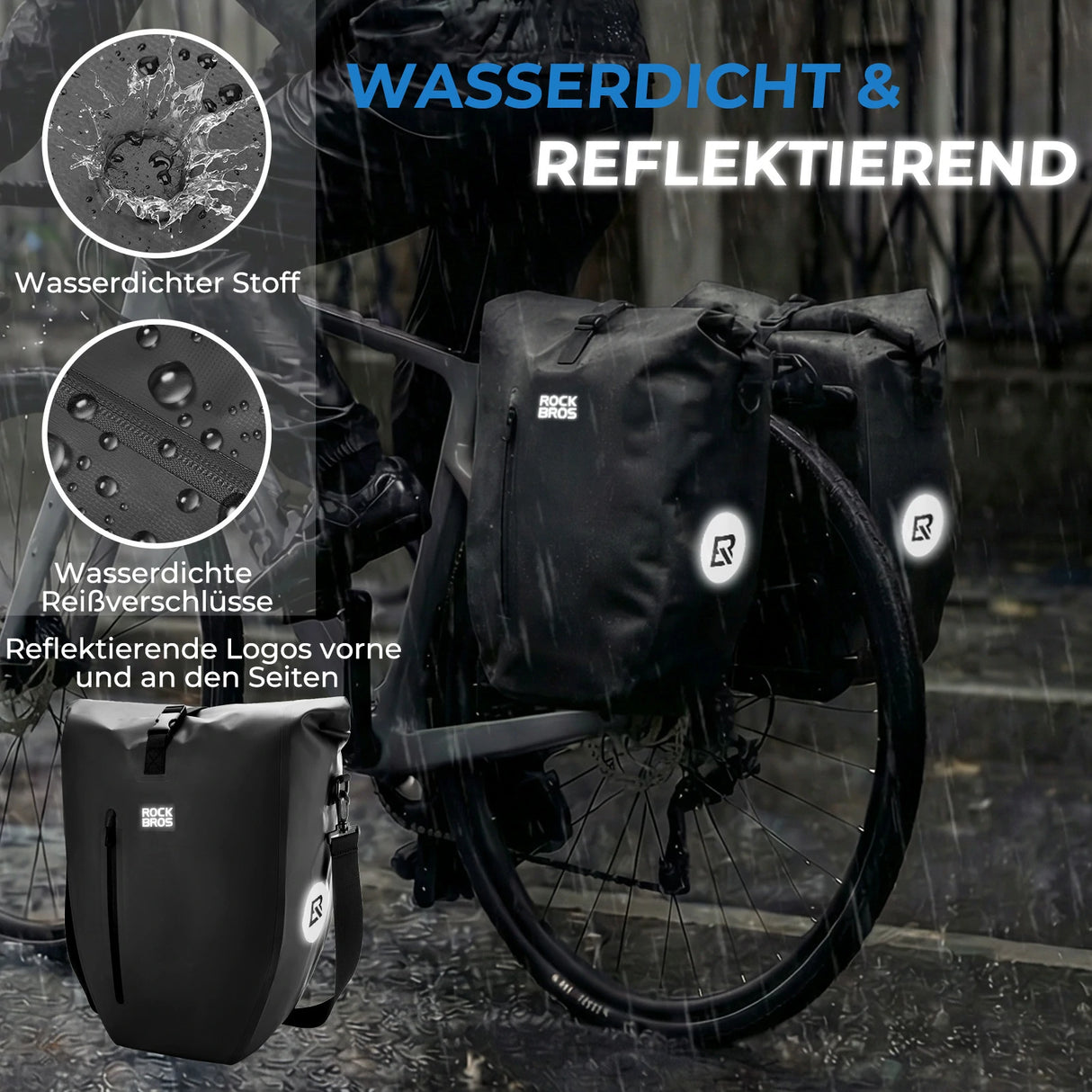 ROCKBROS 15‑20L Fahrrad‑Gepäckträgertasche Set – 3‑in‑1 Multitragekonzept
