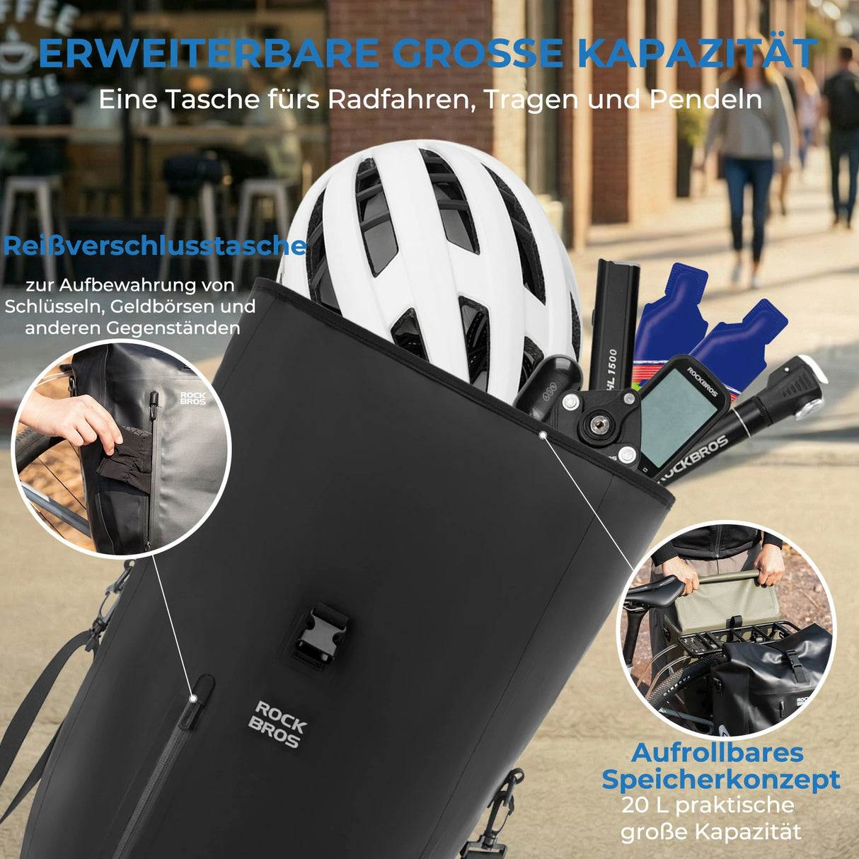 15L-20L Fahrrad Gepäckträgertasche 3-in-1 - ROCKBROS-EU