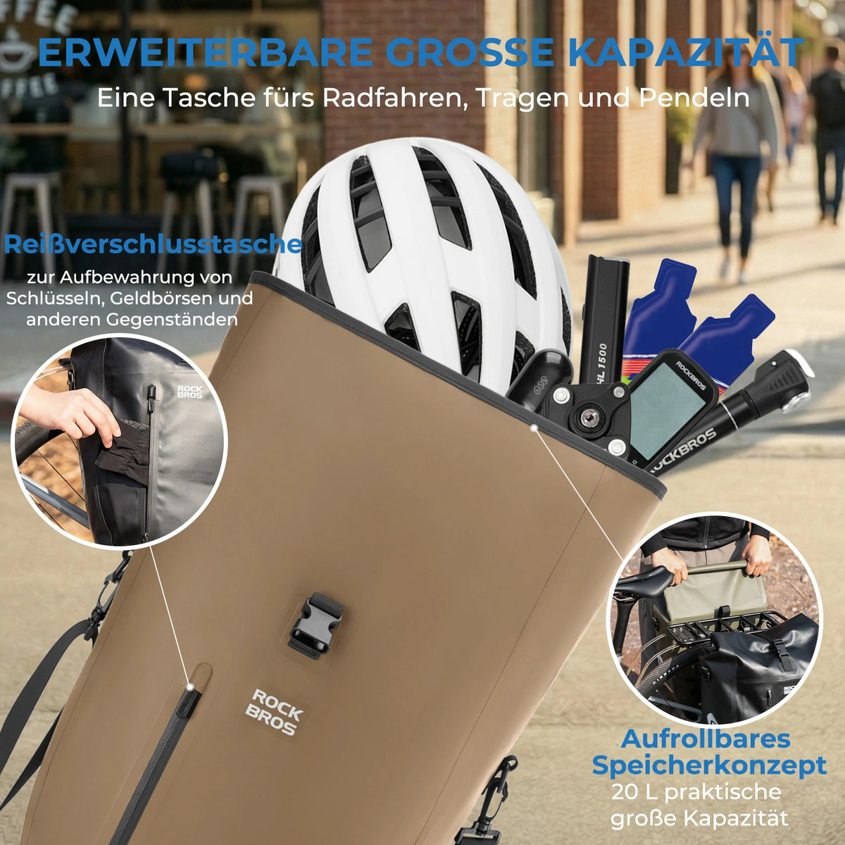 praktische fahrradtaschen 15L-20L Fahrrad Gepäckträgertasche 3-in-1 – ROCKBROS-DE