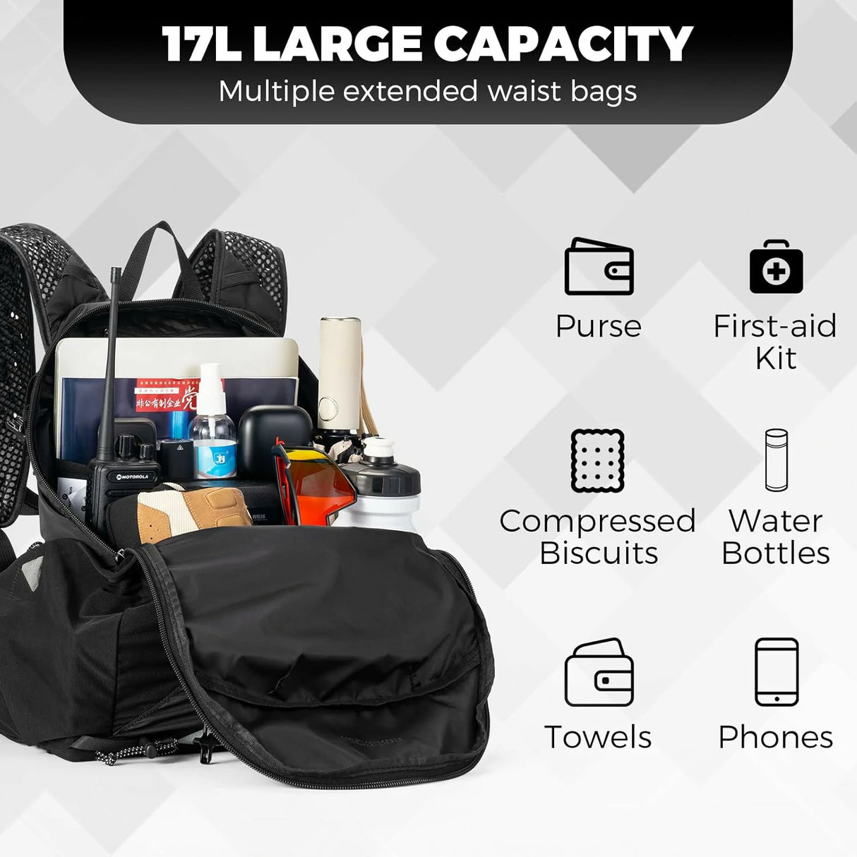 17L Outdoor Rucksack mit integriertem 2L Hydrationssystem