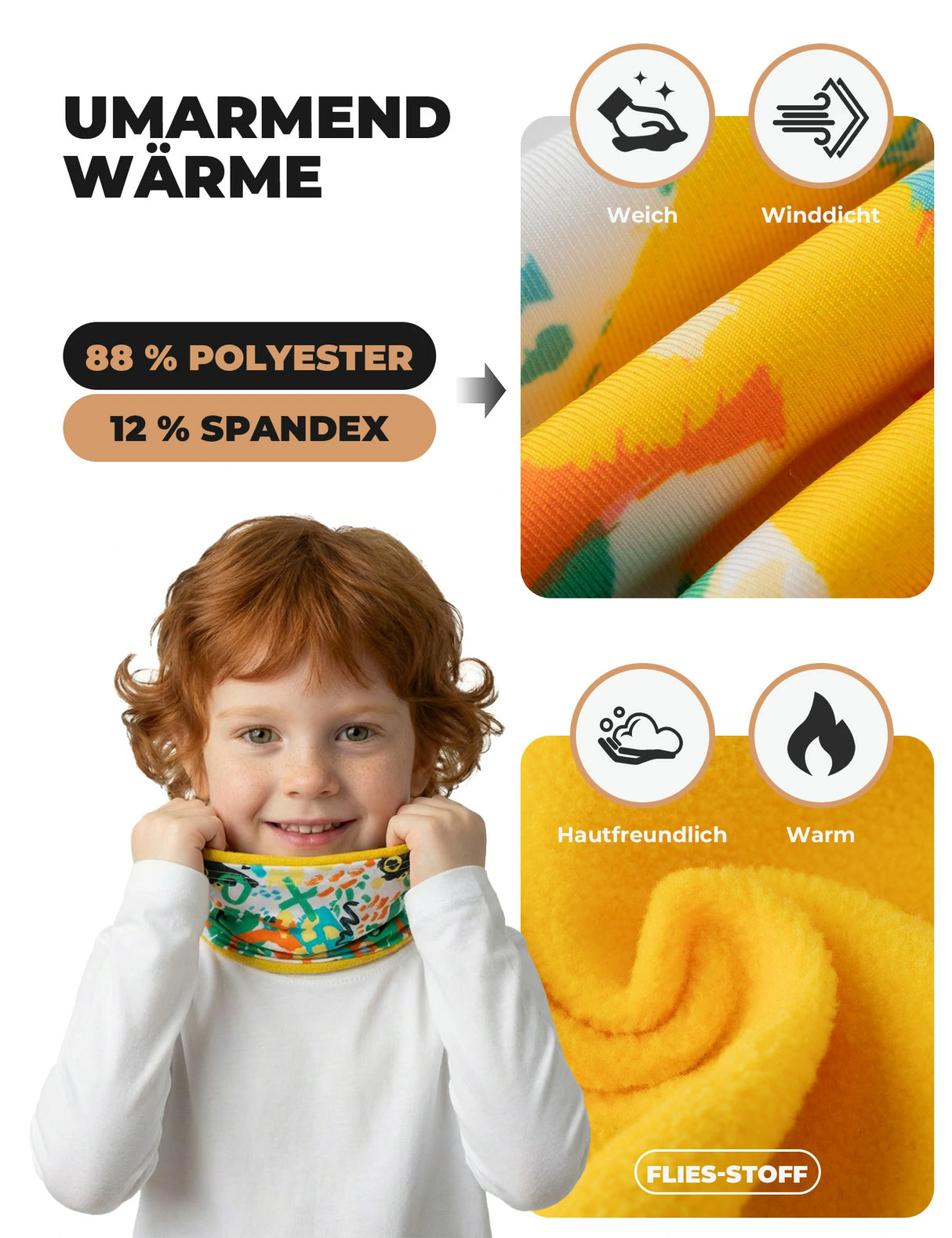 2-in-1 Kinder Halstuch & Mütze – Doppelseitiger Schlauchschal & Multifunktionstuch