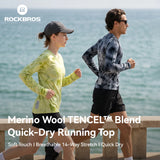 Rockbros Langarm Laufshirt Merinowolle, atmungsaktiv & schnell trocknend für Outdoor, Wandern & Radfahren