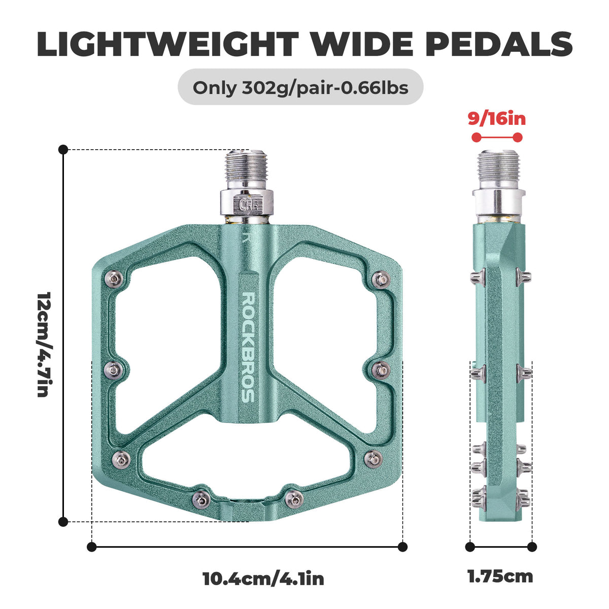 ROCKBROS aluminum platform pedals 9/16 inch for MTB e-bike city bike