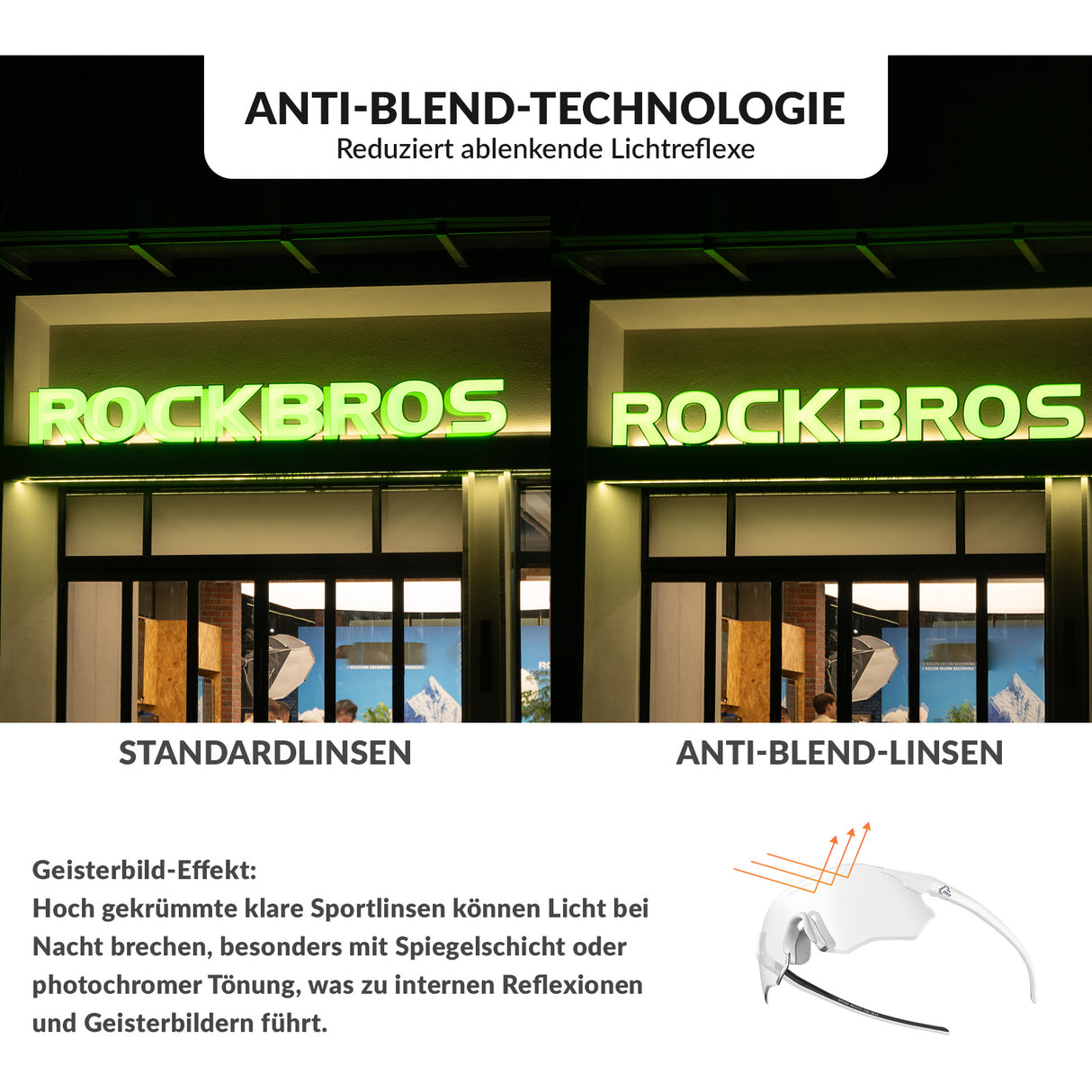 ROCKBROS Fahrradbrille Selbsttönend/Polarisiert UV400-Schutz Ohne Rahmen Unisex-Rosa/Selbsttönend