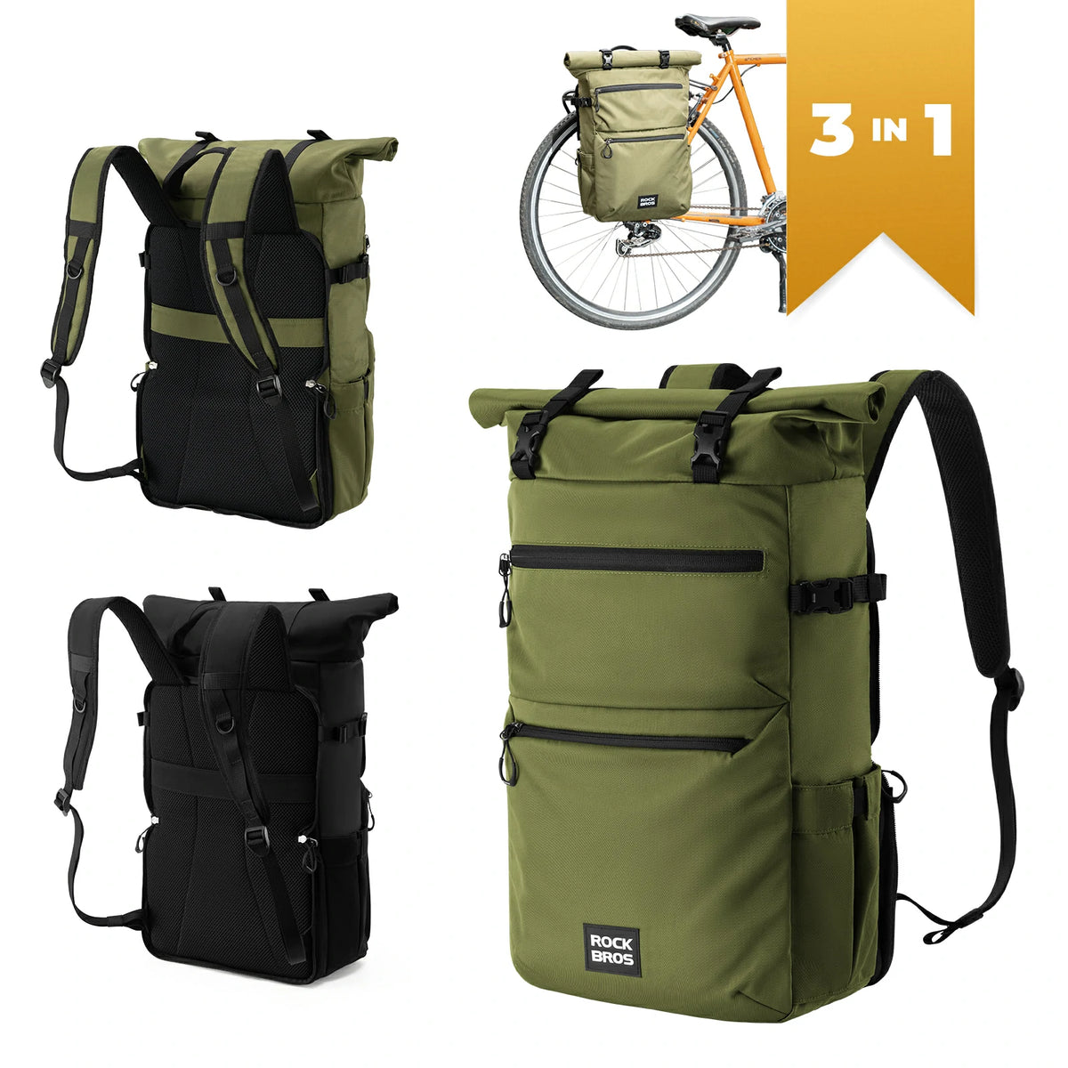 fahrradtasche 3in1 3in1 Fahrradtasche für Gepäckträger 11-16L Volumen – ROCKBROS-DE