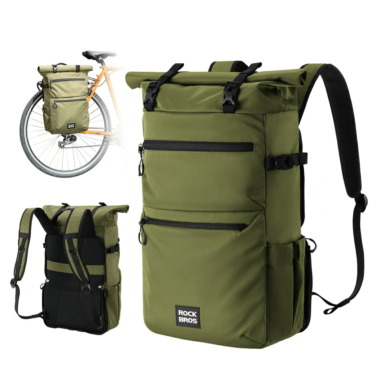 3‑in‑1 Fahrradtasche für Gepäckträger – 11‑16 L Volumen