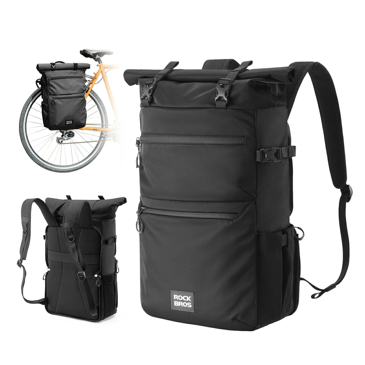 3‑in‑1 Fahrradtasche für Gepäckträger – 11‑16 L Volumen