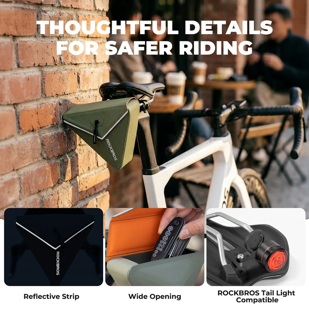 ROCKBROS Fahrrad Satteltasche 0,6L Magnetisch Dreieckig Wasserdicht Rennrad MTB