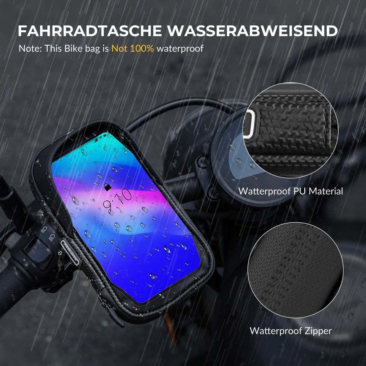 fahrrad lenkertasche für handy und powerbank Lenkertasche mit 360° Drehung Handyhalterung (Motorrad/Fahrrad) – ROCKBROS-DE