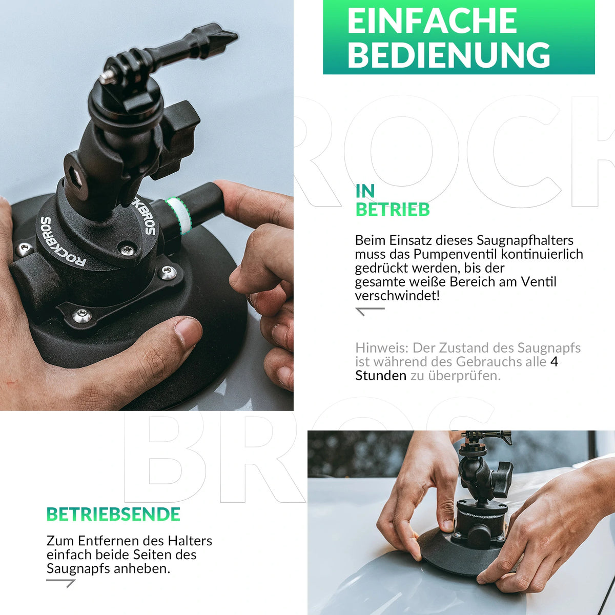 Action-Kamera Saugnapfhalterung Auto Saugnapfhalter mit Pumpe und Magi   ROCKBROS-DE