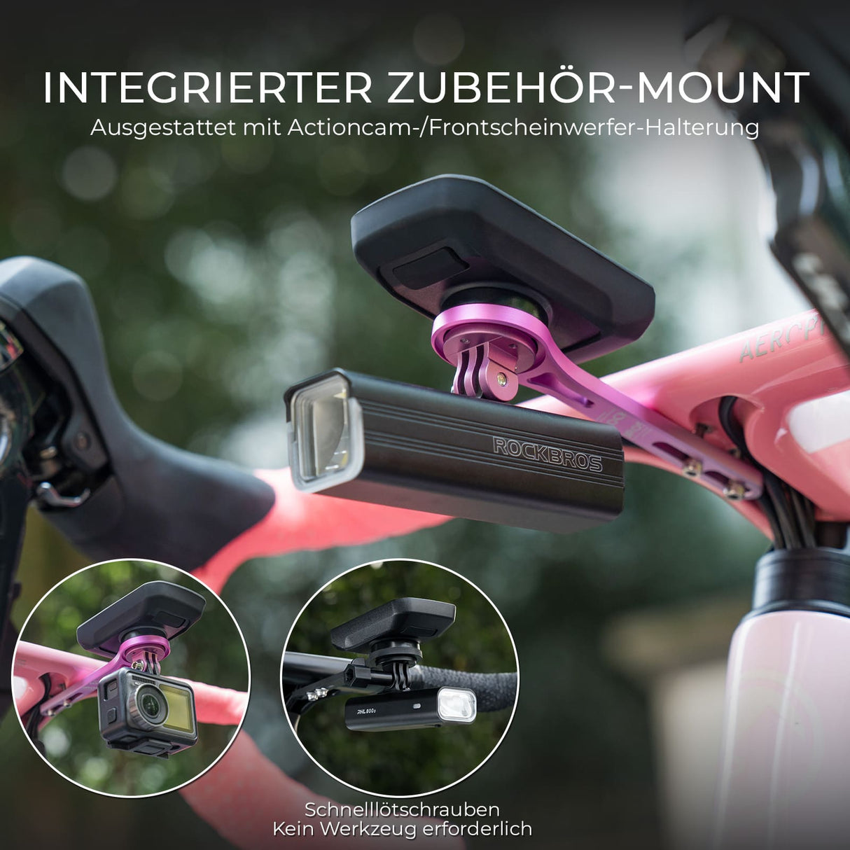 Aero Fahrradcomputer Halterung – Leichtbau-Lenkerverlängerung mit Schnellverschluss