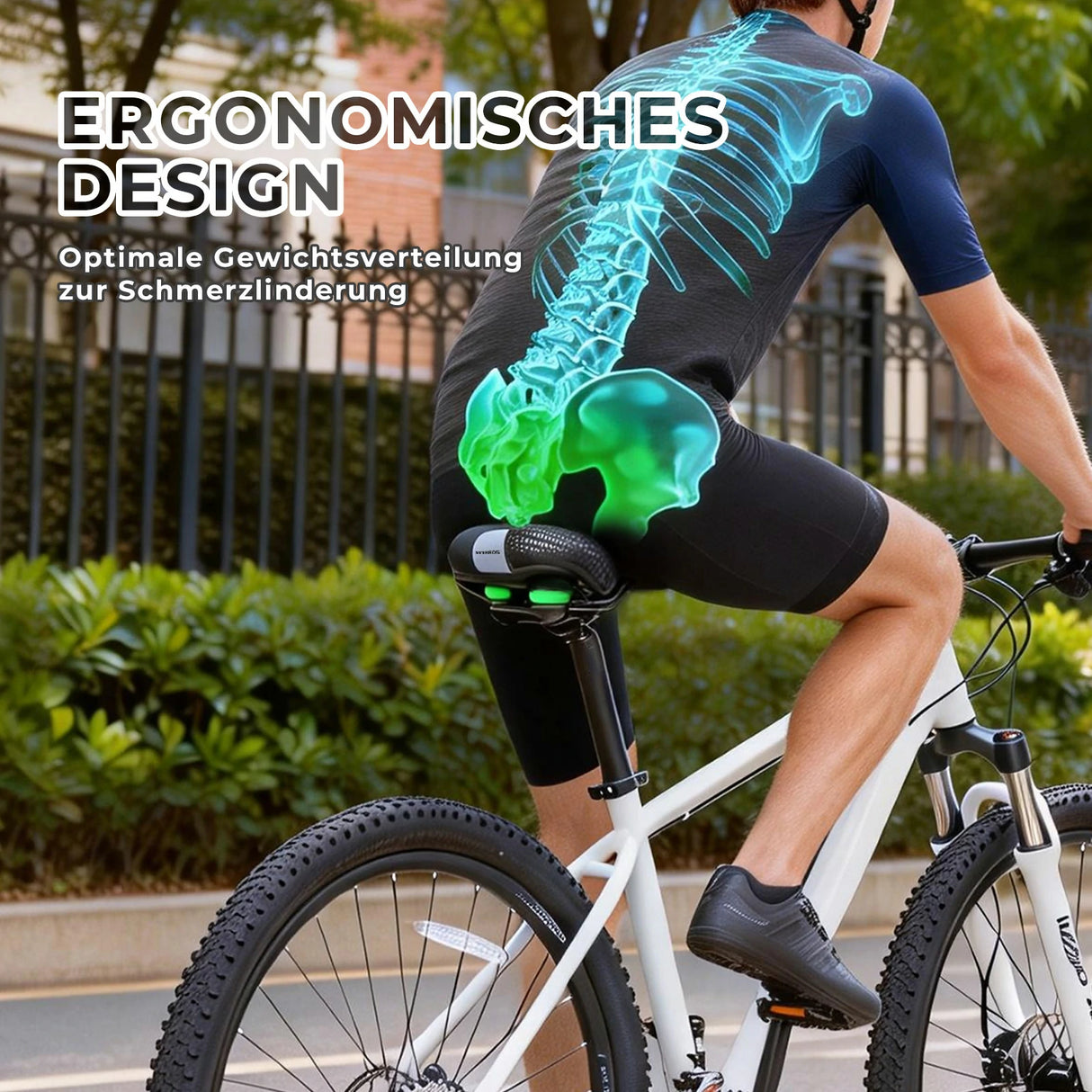 Bequemer Fahrradsattel, Ergonomisch Fahrrad Sattel Mit Druckentlastung & Belüftung, Hochdichter Schaumstoff, Doppelte Federung - ROCKBROS-EU