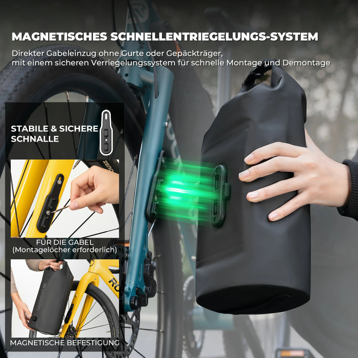 Qunature Bikepacking Fahrradtasche 6L Schnellwechsel Wasserdichte Gabe – ROCKBROS-DE