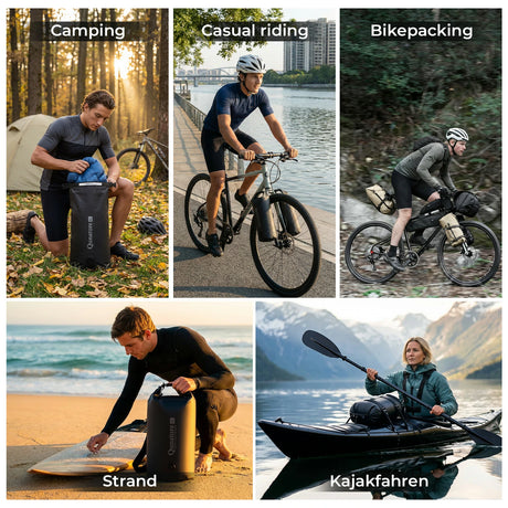 wasserdichte tasche fuer fahrrad und outdoor, mit verschiedenen nutzungsmoeglichkeiten