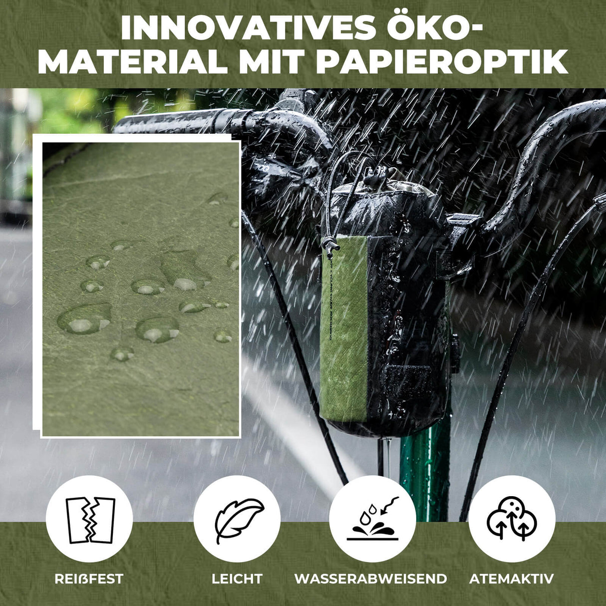 Bikepacking Feedbag Lenkertasche 0,7 L Schwarz-Grün