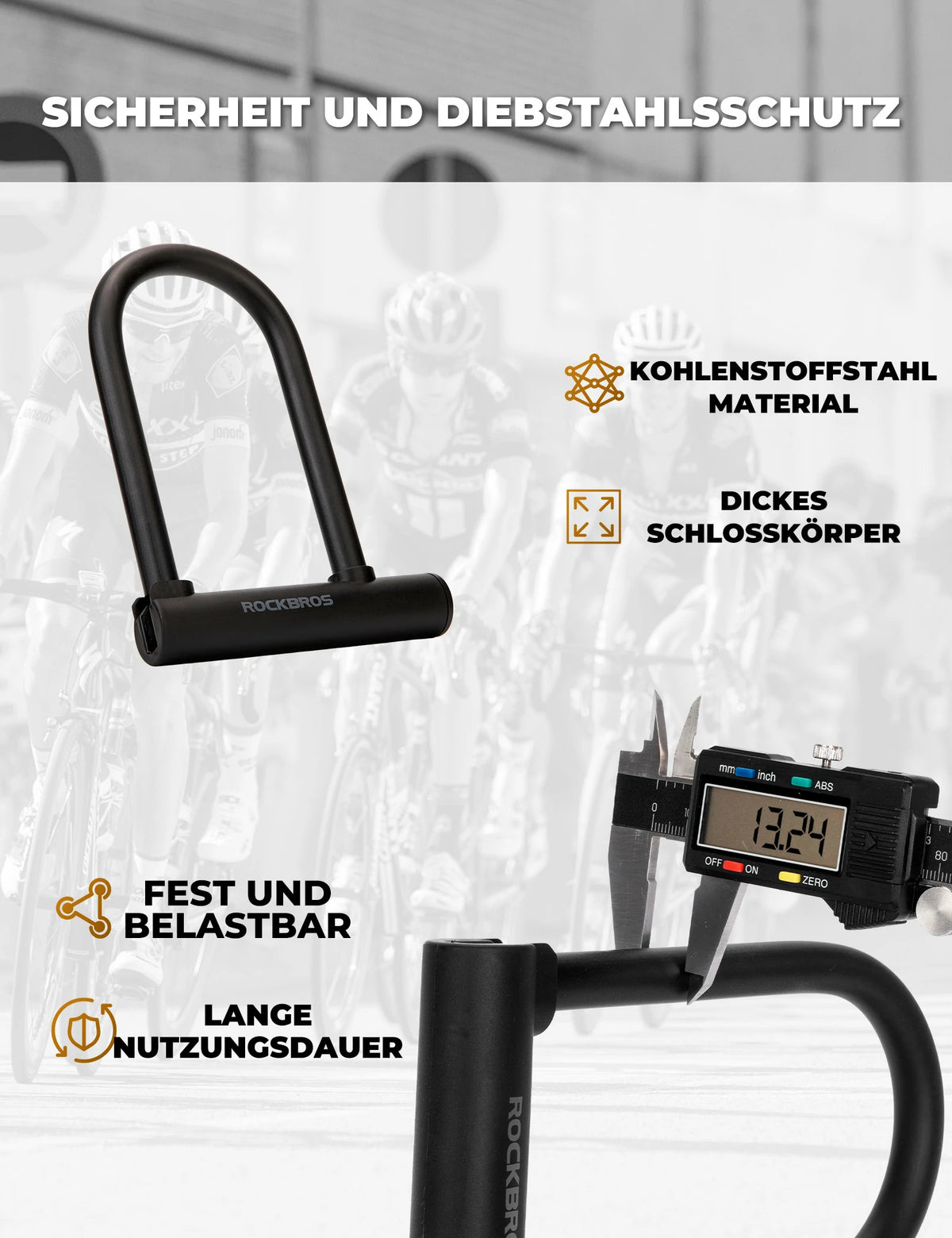 Bügelschloss Fahrradschloss Hohe Sicherheit Schlösser Wasserdicht – ROCKBROS-DE