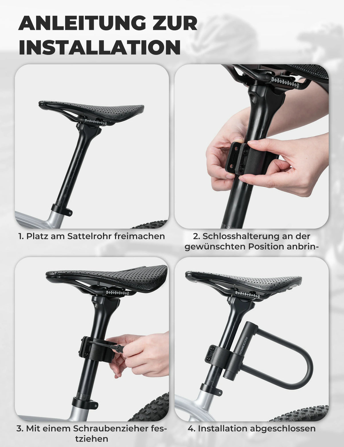 ROCKBROS U-lock Bicycle Lock High Security Locks Waterproof