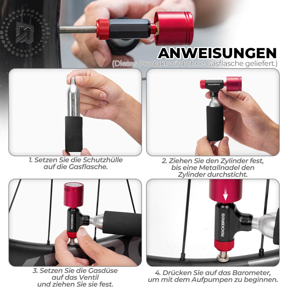 CO2 Fahrradpumpe Minipumpe für Presta & Schrader Ventile