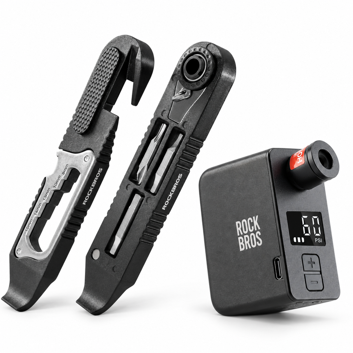ROCKBROS Fahrrad-Reparatur Bundle: 16-in-1 Werkzeug & AS1 Pro Elektropumpe
