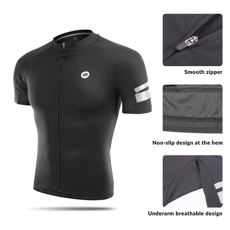 ROCKBROS ROCKBROS Koszulka Rowerowa z Kr¨®tkim R?kawem Koszulka Kolarska Szybkoschn?ca Odblaskowa Oddychaj?ca Tkanina Poliestrowa Odzie? Rowerowa do Biegania, Jazdy na Rowerze i Pieszych Wycieczek Rower Koszulki