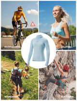 Damen Langarm Radtrikot – Antibakteriell, UV‑Schutz & Reflektierend mit Smartwatch‑Fenster