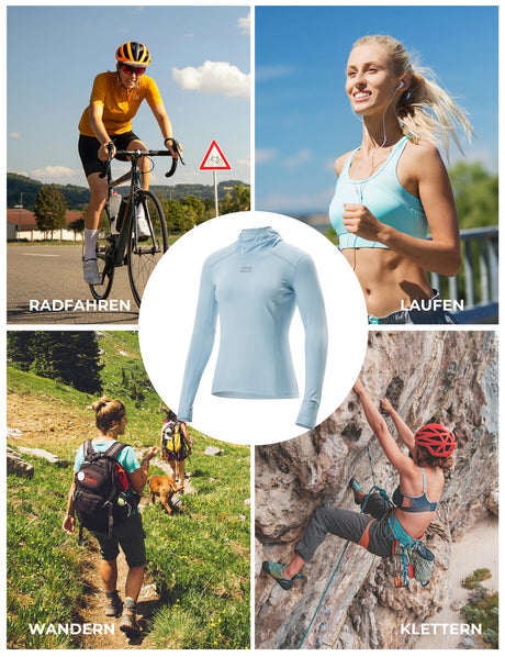 Damen Langarm Radtrikot – Antibakteriell, UV‑Schutz & Reflektierend mit Smartwatch‑Fenster