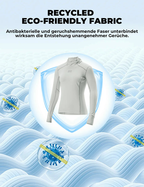 Damen Langarm Radtrikot – Antibakteriell, UV‑Schutz & Reflektierend mit Smartwatch‑Fenster