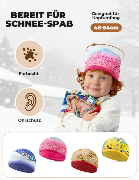 Doppelseitige Mütze für Kinder – Weich, Elastisch & Winddicht (48-54cm)