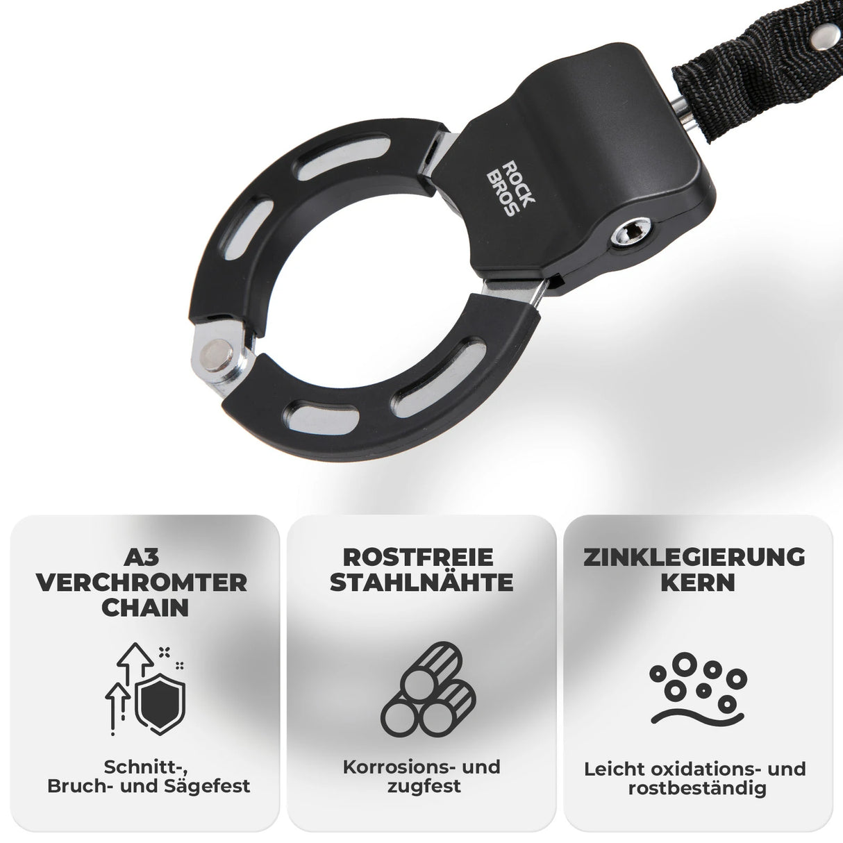 E‑Scooter Schloss – 59,5 cm Stahlkette für Roller & Fahrrad