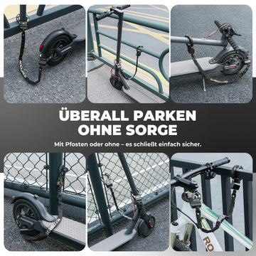 innovatives fahrradschloss E-Scooter Schloss mit 59,5 cm Stahlkette, Fahrradschloss für Roller & – ROCKBROS-DE