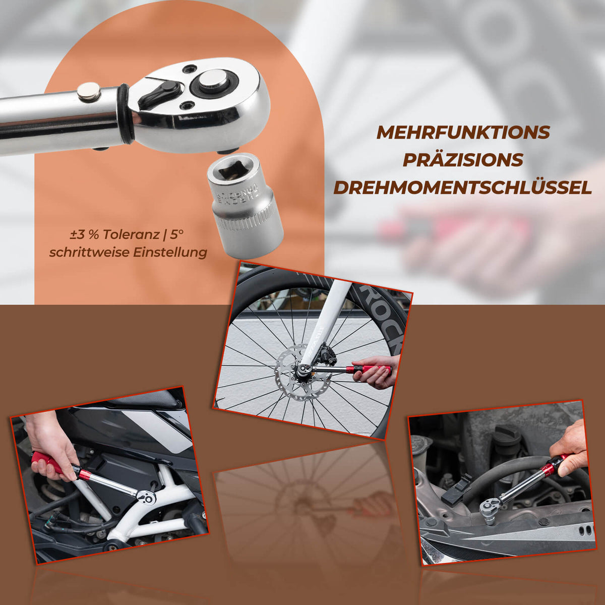 e bike schraubenschlüssel im display Fahrrad Drehmomentschlüssel Set 2-24 Nm, Multifunktionales Reparaturwe – ROCKBROS-DE