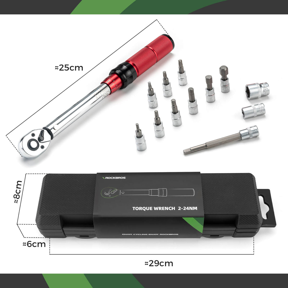 Bicycle Torque Wrench Set 2-24 Nm, Multifunctional Repair Tool – ROCKBROS-DE