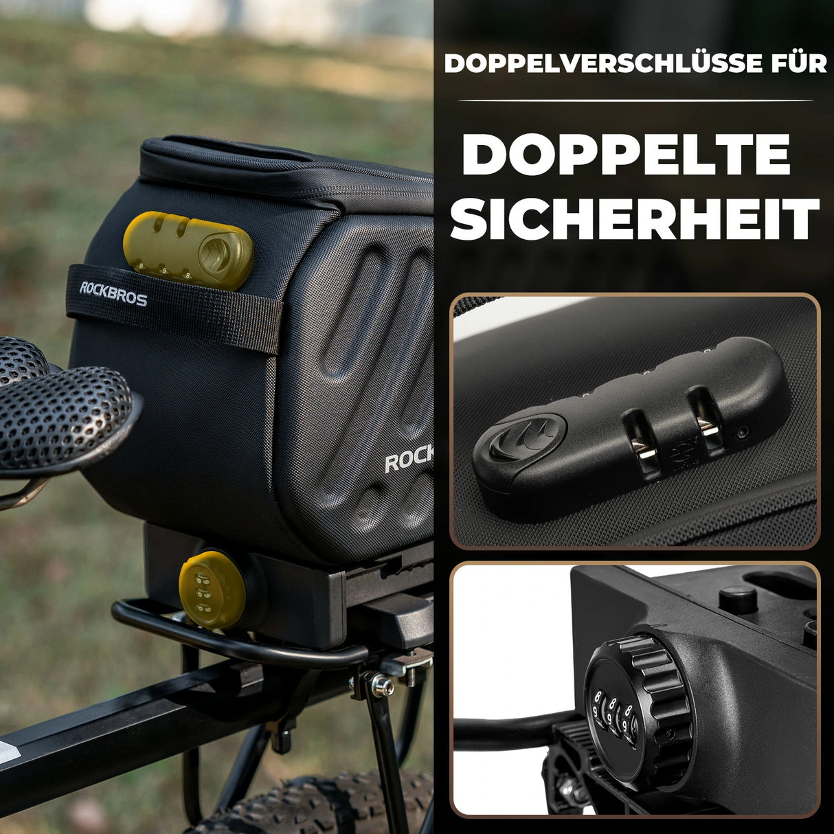 Fahrrad‑Gepäckträgertasche 7,5 L – Mit doppelt gesichertem Zahlenschloss