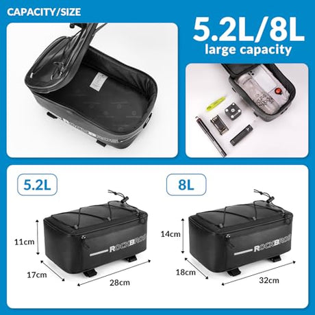 Fahrrad Gepäckträgertasche Reflektierend 5,2L-8L mit Regenschutz - ROCKBROS-EU