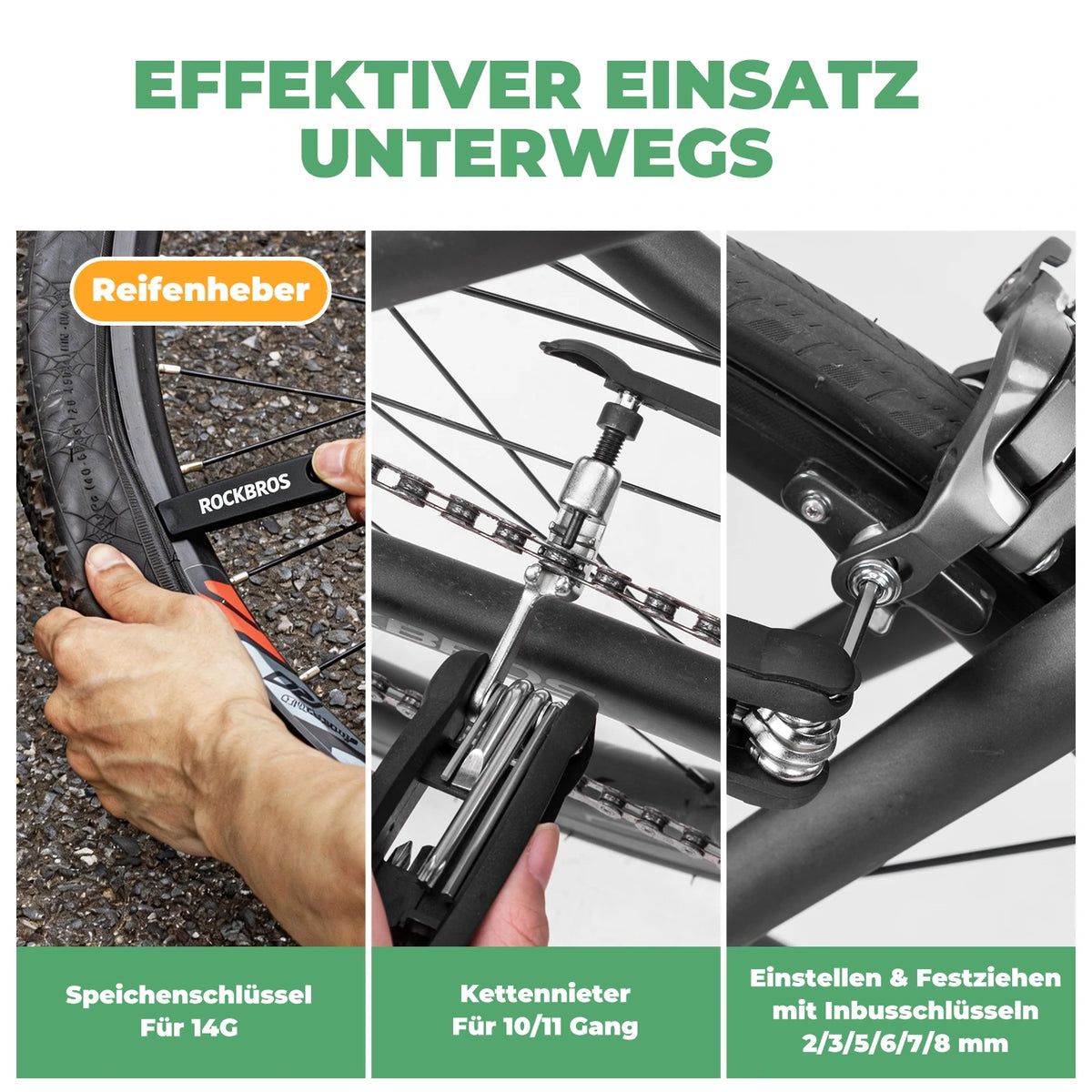 Fahrrad Multifunktionswerkzeug Flickzeug Multitools Set 12 in 1 – ROCKBROS-DE