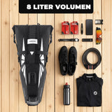 Fahrrad Satteltasche 100% Wasserdicht 8L mit Reflektoren