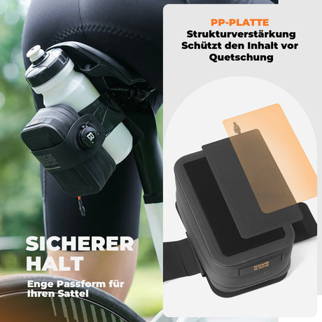 Fahrrad-Satteltasche mit Drehknopf-Verstellsystem – Kompakt & Wasserdicht mit Flaschenhalter