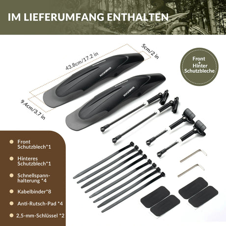 Fahrrad-Schutzblech-Set Vorne/Hinten – Verstellbar & Flexible (26–29 Zoll)