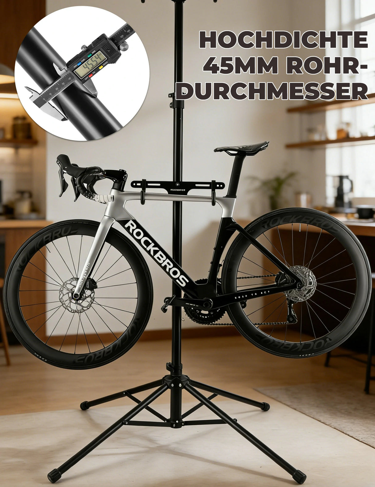 ROCKBROS Fahrrad‑Ständer für 2 Fahrräder – Höhenverstellbarer 2‑Ebenen‑Parkständer