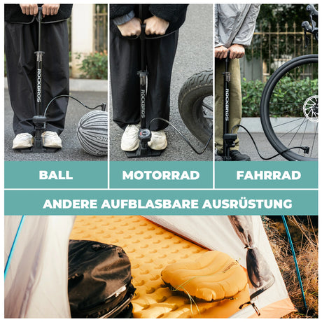 Fahrrad Standluftpumpe – 150 PSI, mit integriertem Manometer