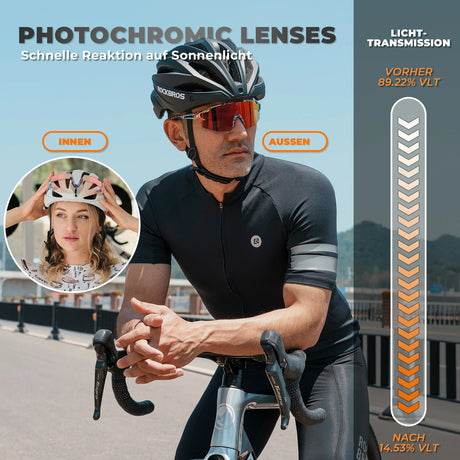 ROCKBROS Fahrradbrille – UV 400, photochromatisch, klar, winddicht