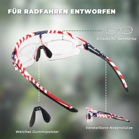 ROCKBROS Fahrradbrille – UV 400, photochromatisch, klar, winddicht