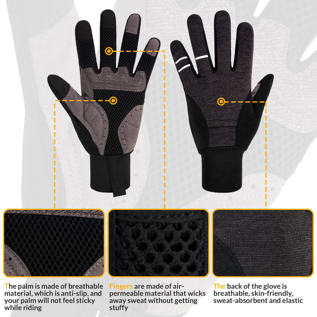 Fahrradhandschuhe Herren Damen – Winddichte Touchscreen Radsporthandschuhe